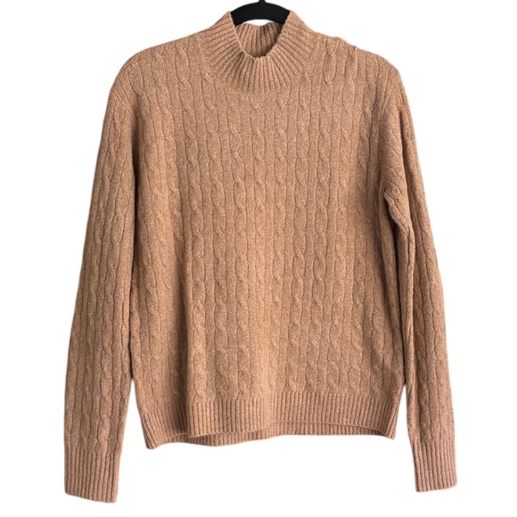 J.Crew Extra-Soft Cable Knit Mock Neck Sweater • Size S • Camel Tan - Picture 1 of 4
